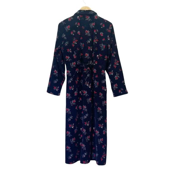 Vermont Country Store Pintuck Cotton Corduroy Dress Navy Blue Floral Size Medium - Picture 9 of 15